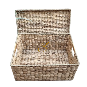 <b>Rectangular</b> Water Hyacinth <b>Basket</b>, Lidded <b>Basket</b> for Storage, Waterhyacinth Wicker <b>Basket</b>, Coastal Decor, Storage <b>Basket</b> - Product Image 5