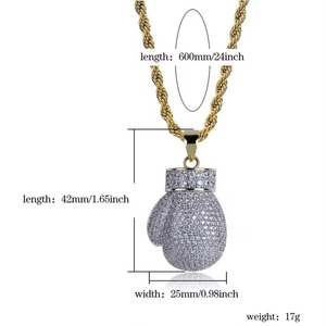 Collar con Colgante de Guante de Boxeo Hip Hop, Chapado en Oro de 18k, Plata 925, Micro Pavé de Moissanita, Cadena de Cuerda, Joyería Unisex, Regalo - Product Image 3