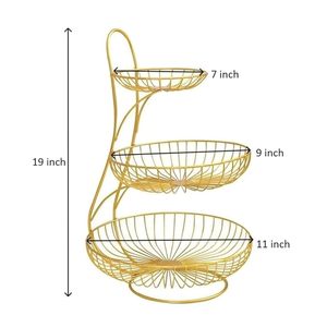 3 Tier Wire Fruit Basket Round Metal Standing Display <b>Stand</b> for Kitchen Counter Fruit <b>Vegetable</b> Storage Organizer Home Decor - Product Image 4