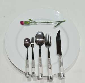 Ensemble de couverts en acier inoxydable 5 pièces avec manches en résine, personnalisable, pour la décoration de table et les repas. - Product Image 2
