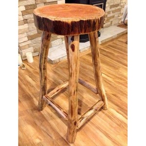 Tabouret en bois de pin rustique en forme de souche d'arbre, vente en gros |   Sièges d'extérieur artisanaux Moradabad - Product Image 3
