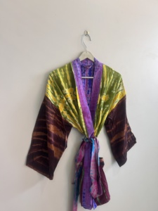 Kimono Tradicional Vintage Hecho a Mano de Seda para Mujer, Vestido de Verano - Product Image 5