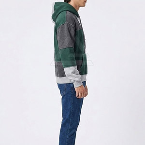 Sudadera con Capucha para Hombre, Estilo Urbano, Diseño de Parches, Talla Grande, Mezcla de Algodón de Primera Calidad, Atuendo Casual Moderno - Product Image 6