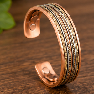 Pulsera Magnética de Cobre Sólido con Diseño Geométrico Ayurvédico Tradicional, Artesanía Exquisita, Regalo Promocional Novedoso - Product Image 1