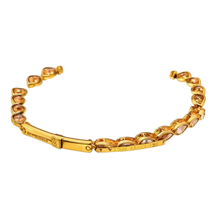 Gold Plated Stainless Steel Tear Drop Faux Stone Bangles - Product Image 2