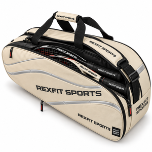 Sac de transport pour équipement de squash avec disposition de texte personnalisée, rangement spacieux pour raquettes, sangles renforcées et poches zippées pratiques - Product Image 2