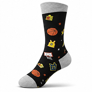 Calcetines de baloncesto con diseño novedoso, venta al por mayor de fábrica, calcetines de algodón peinado suave para hombre, calcetines casuales divertidos, calcetines deportivos coloridos, 3 pares - Product Image 3
