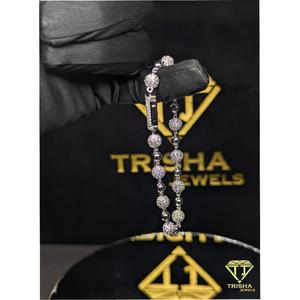 Bracelet classique à maillons sphériques sertis de diamants Moissanite VVS en argent 925, bijoux Hip Hop unisexe par Trisha Jewels - Product Image 5