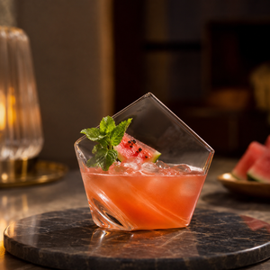Verres à cocktail modernes faits à la main par des artisans, en cristal transparent avec finition côtelée, capacité de 201 à 300 ml, vaisselle élégante pour les fêtes - Product Image 3