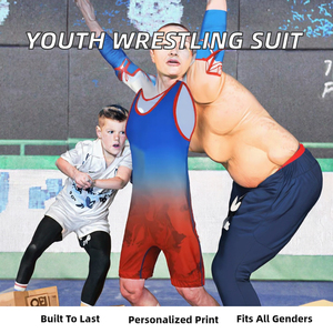 ชุดนักมวยปล้ำคุณภาพสูงสำหรับผู้ใหญ่ ผลิตจากโพลีเอสเตอร์ 100% รับสกรีนโลโก้ แห้งเร็ว ระบายอากาศได้ดี น้ำหนักเบา เหมาะสำหรับยกน้ำหนัก ไซส์ใหญ่ - Product Image 2