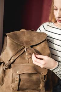 Wholesale Custom Genuine Leather Backpack <b>Men</b> Real Leather Laptop <b>Bag</b> Waterproof Vintage Outdoor Daypack LBK-0115 - Product Image 6