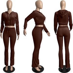 High Quality Custom Women's Velour Tracksuit Zip-up Cropped Hoodie and <b>Jogger</b> <b>Set</b> Casual Sports Velvet Sweatsuit - Product Image 4