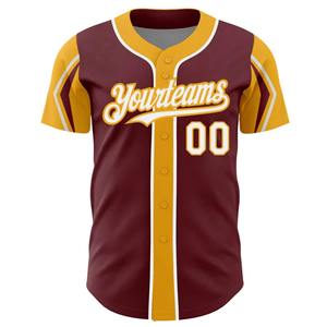 Camiseta de béisbol personalizada, color marrón dorado, uniforme de equipo personalizado, camisa con botones, nombre, número, ropa deportiva, top de alta calidad - Product Image 1