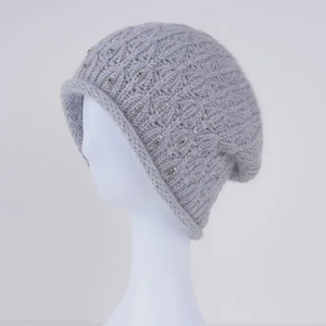 Elegant Knitted Beanie <b>Hat</b> With Rhinestone Decoration For <b>Women</b> Solid Color <b>Winter</b> Warm <b>Hat</b> Handmade Acrylic Casual Style - Product Image 4