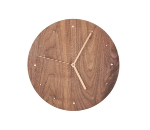 Reloj de Pared Redondo Minimalista de Madera, Reloj Analógico Marrón con Marcadores de Puntos, Decoración Moderna para el Hogar - Product Image 1