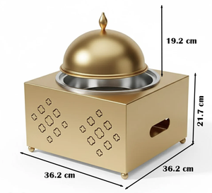 Juego de 4 Cazuelas Modernas de Acero Inoxidable con Revestimiento de Esmalte, para Buffet, con Calentador de Alimentos y Vela - Product Image 6