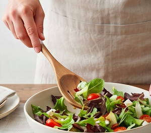 Ensemble cuillère et fourchette à salade en bois avec manche en céramique, design minimaliste, compatible lave-vaisselle, pour la cuisine, la restauration et les fêtes - Product Image 6