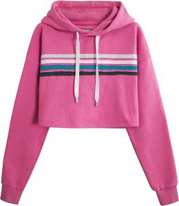 Sweat à capuche court décontracté pour femmes avec manches longues pull en gros sweats court longueur hauts à capuche - Product Image 4