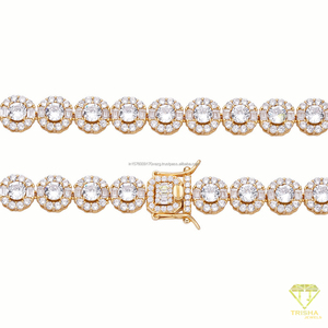 Collier en moissanite à maillons ronds, style tennis, en argent sterling 925, entièrement serti de pierres, pour les acheteurs en gros et au détail - Product Image 4