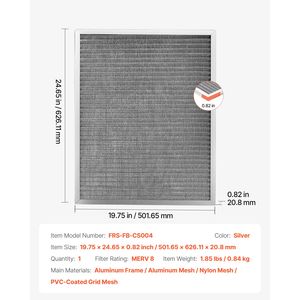 Filtro per Fornace HVAC in Alluminio Lavabile e Riutilizzabile 20x25x1 Pollici, MERV 8, Elettrostatico, Lunga Durata, per Uso Domestico, Filtrazione Media HVAC - Product Image 5