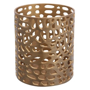 Luxury Cutout Metal <b>Hurricane</b> Candle Holder Set 2 Piece Gold Abstract Hollow Cylinder <b>Lantern</b> Pillar Candle Sleeve for Wedding - Product Image 4