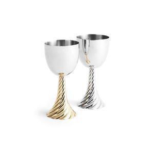 New Arrival Silver Twist Kiddush Cup Luxury Judaica Wine Goblet For Sabbath Holiday Table Decor - Product Image 3