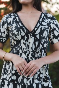 Robe courte à imprimé floral, col en V, coupe évasée, avec ourlet à volants, manches courtes, décontractée, en coton, pour femmes, été - Product Image 3