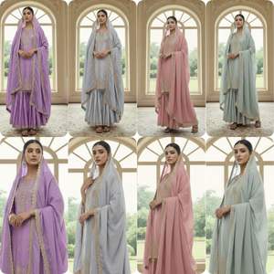 Nuevo Conjunto de Diseño para Fiesta, Top de Seda Chinon Pura, Pantalón Palazzo y Dupatta para Mujer, Traje Pakistaní - Product Image 6