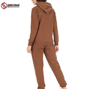 Ensemble survêtement femme en coton 100% personnalisé, coupe-vent, tricoté, imprimé, uni, décontracté, avec sweat à capuche et pantalon – Meilleur prix hiver - Product Image 6