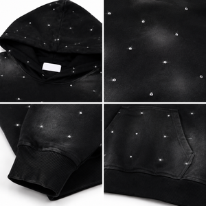 เสื้อฮู้ดดี้พรีเมียมขายส่ง ผ้าฝ้าย 100% ซับในอย่างดี เป็นมิตรกับสิ่งแวดล้อม ประดับด้วยคริสตัล ลุควินเทจฟอกสีสไตล์สตรีทแวร์ ทรงโอเวอร์ไซส์ - Product Image 4