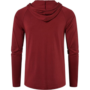 Wine Red Lightweight Hoodie <b>Mens</b> Raglan Sleeve Front Pocket Drawstring Soft <b>Pullover</b> Casual Top - Product Image 3