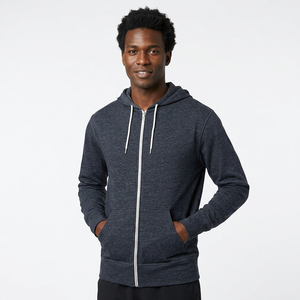 Men's <b>Hooded</b> <b>Zip</b>-Up Sweatshirt Solid Color Cotton French Terry Casual Autumn Wear Regular Fit - Product Image 5
