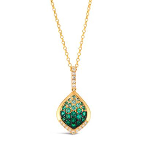 Luxury Women's 18K Gold Plated Emerald Pendant Necklace With Diamond Accents Water <b>Drop</b> Shape <b>Box</b> Chain Fine Jewelry Gift - Product Image 1