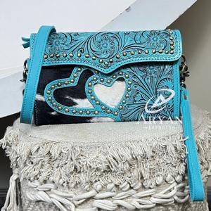 Sac à bandoulière élégant en cuir de vachette véritable fait main, style vintage, pour femme, collection March Expo Western - Product Image 1