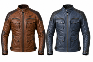 Chaqueta de Motocicleta de Cuero Utilitaria |   Diseño Transpirable para Invierno |   Colores Verde Oliva/Azul/Borgoña |   OEM/ODM Personalizable |   Premium - Product Image 5