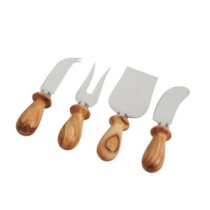 Juego de 4 cuchillos para queso con mango de nogal, cortador y servidor de queso de acero inoxidable negro premium, accesorios para tabla de charcutería - Product Image 4