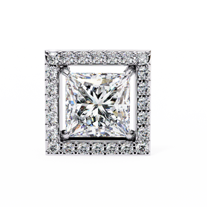 Princess Cut <b>Square</b> Halo <b>Diamond</b> Stud <b>Earrings</b> 1.68ctw VVS DEF CVD Lab <b>Diamond</b> 14K Solid White Gold Posts for Women - Product Image 4