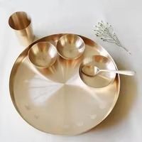 Service de table en laiton pour hôtel, ensemble de dîner traditionnel indien Thali, assiette, bol, cuillère, tasse, vaisselle en gros pour restaurant