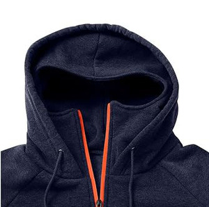 Wholesale High Quality Washed <b>Green</b> Basics 100% Cotton Fleece Half Zip Y2K Hoodie Men Face Cover Hood Casual Comfortable Wear - Product Image 5