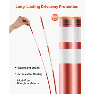 Marcatori per Vialetti ad Alta Visibilità, 500 Pezzi, 122 cm di Lunghezza, 6 mm di Diametro, Riflettenti, con 12 Punte in Acciaio, Prodotti per Segnalazione Stradale - Product Image 2