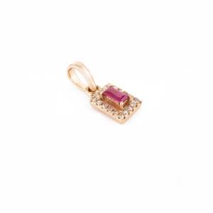 14K <b>Solid</b> <b>Gold</b> Pear Cut Ruby Halo Diamond <b>Pendant</b> Necklace - Product Image 6