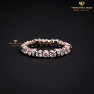 แหวนเพชร CVD แล็บโกรว์ ทรงบริลเลียนท์ ดีไซน์มินิมอล ทองคำแท้ 14K น้ำหนัก 3-4 กรัม สี D ความสะอาด VVS2 รับรองโดย IGI สำหรับผู้หญิง - Product Image 1