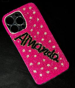 Llavero de pulsera personalizado hecho a mano para mujer con lentejuelas y cuentas, diseño de estrella, cuentas naranjas y dijes para bolso - Product Image 3