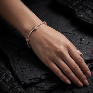 Gold Plated 925 Silver Moissanite Flower Chain Link <b>Bracelet</b> <b>Bangle</b> for Women Party Jewelry GIA Certified - Product Image 5