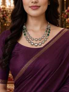 Polki Necklace Set Brass Classic Wedding Choker Necklace Earrings Set Indian Bridal Jewelry Everyday Wear Handmade Bulk - Product Image 2