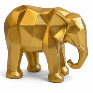 Sculpture d'éléphant dorée géométrique moderne en polyrésine, figurine animale, décoration de luxe pour la maison - Product Image 3