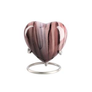 Heart Shape Cremation Urn With Stand Brown Marble Finish Premium Quality Metal Urns For Adult Ashes Keepsake <b>Memorial</b> <b>Gift</b> Ideas - Product Image 1
