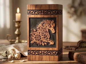 Horse Cremation Urn for Pet & Baby Ashes Wooden <b>Memorial</b> <b>Box</b> Engraved Floral Eco-Friendly Durable Sympathy Gift - Product Image 6
