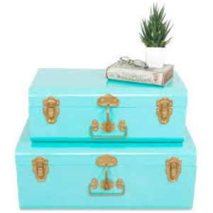 Rustic <b>Metal</b> <b>Storage</b> <b>Trunks</b> Set of 3 Rectangle Indoor Durable Decorative Boxes for Living Room - Product Image 2