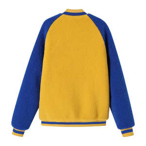 Chaqueta Bomber Reversible para Mujer en Amarillo y Azul Rey, con Letras Bordadas en Chenilla, Cierre Completo, Abrigo Cálido para Invierno - Product Image 3
